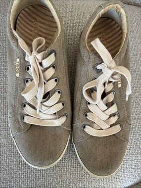 TOMS Taupe Canvas Lace-Up Sneakers